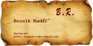Bozsik Radó névjegykártya